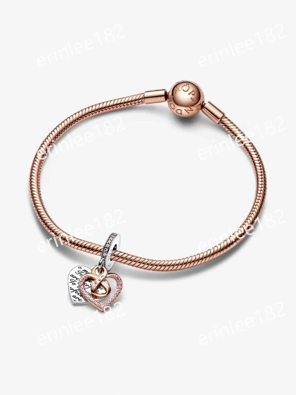 Pandora Two-tone Infinity Heart Double Dangle Charm